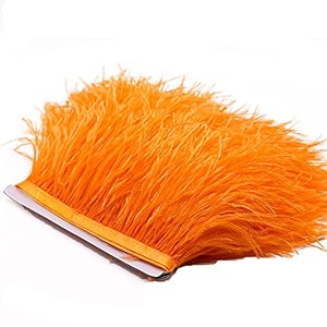 2 yards natural amp soft ostrich feathers fringe trims ribbon - used for dress sewing decoration craft clothing boots wedding decoration diy etc orange