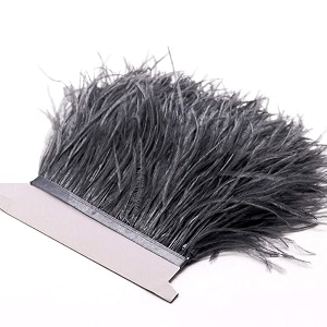 2 yards natural amp soft ostrich feathers fringe trims ribbon - used for dress sewing decoration craft clothing boots wedding decoration diy etc silver gray