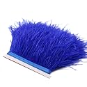 2 Yards Natural & Soft Ostrich Feathers Fringe Trims Ribbon - Used for Dress, Sewing Decoration, Craft Clothing, Boots, Wedding Decoration, DIY, Etc (royal blue)