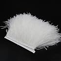 2 Yards Natural & Soft Ostrich Feathers Fringe Trims Ribbon - Used for Dress, Sewing Decoration, Craft Clothing, Boots, Wedding Decoration, DIY, Etc (White)
