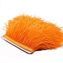 2 Yards Natural & Soft Ostrich Feathers Fringe Trims Ribbon - Used for Dress, Sewing Decoration, Craft Clothing, Boots, Wedding Decoration, DIY, Etc (Orange)