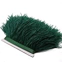 2 Yards Natural & Soft Ostrich Feathers Fringe Trims Ribbon - Used for Dress, Sewing Decoration, Craft Clothing, Boots, Wedding Decoration, DIY, Etc (Dark Green)