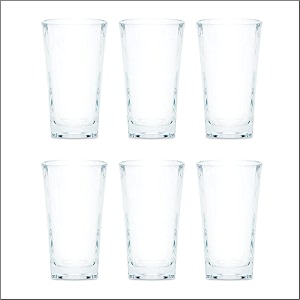 yera glass tumbler square long capacity-210 ml each set of 6 transparent glasses suitable for drinks water juice etc perfect for home restaurants and parties
