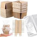 Yerliker 10 Set Wooden Small Baskets for Gifts,4 Inches,Linen,Brown