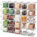 Yerliker 25 Pcs Clear Stackable Storage Bins with Lids for Pantry
