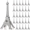 Yerliker 30 Pcs 3" Eiffel Tower Statue Silver Metal Eiffel Tower Model Figurine Paris Themed Decor for Souvenir Photo Prop Cake Topper Table Party Home Decor Gift Christmas Ornaments