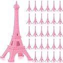 Yerliker 30 Pcs 3" Eiffel Tower Statue Pink Metal Eiffel Tower Model Figurine Paris Themed Decor for Souvenir Photo Prop Cake Topper Table Party Home Decor Gift Christmas Ornaments