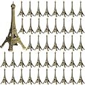 Yerliker 50 Pcs 3" Eiffel Tower Statue Bronze Metal Eiffel Tower Model Figurine Paris Themed Decor for Souvenir Photo Prop Cake Topper Table Party Home Decor Gift Christmas Ornaments