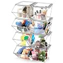 Yerliker 8 Pcs Clear Stackable Storage Bins with Lids for Pantry
