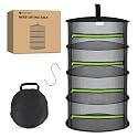 Yesker 4 Layer Herb Drying Rack Hanging Mesh Net Foldable Plant Drying Racks 24" Diameter with Green Zipper & Hook Dryer Hanging Rack for Herbs Seed Bud Fruit Clothes Grow Tent Closets Garden Outdoor