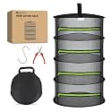 Yesker 4 Layer Herb Drying Rack Hanging Mesh Net Foldable Plant Drying Racks 24" w Green Zipper Pruning Shears Hook Dryer Hanging Rack for Herbs Seed Bud Fruit Clothes Grow Tent Closets Garden Outdoor