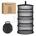 Yesker 4 Layer Herb Drying Rack Hanging Mesh Net Foldable Plant Drying Racks 18" Diameter with Black Zipper & Hook Dryer Hanging Rack for Herbs Seed Bud Fruit Clothes Grow Tent Closets Garden Outdoor