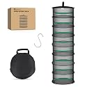 Yesker 8 Layer Herb Drying Rack Hanging Mesh Net Foldable Plant Drying Racks 24" Diameter with Green Zipper & Hook Dryer Hanging Rack for Herbs Seed Bud Fruit Clothes Grow Tent Closets Garden Outdoor