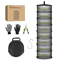 Yesker 8 Layer Herb Drying Rack Hanging Mesh Foldable Plant Drying Racks 24" w Green Zipper Pruning Shears Gloves Dryer Hanging Rack for Herbs Seed Bud Fruit Clothes Grow Tent Closets Garden Outdoor