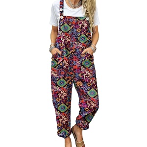 YESNO Womens Overalls Cotton Boho Casual Floral