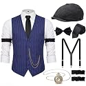 YESSA 1920s Mens Costume Set, Roaring 20s Gatsby Gangster Outfit for Men