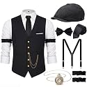 YESSA 1920s Mens Costume Set, Roaring 20s Gatsby Gangster Outfit for Men