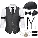 YESSA 1920s Mens Costume Set, Roaring 20s Gatsby Gangster Outfit for Men