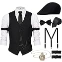 YESSA 1920s Mens Costume Set, Roaring 20s Gatsby Gangster Outfit for Men