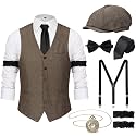 YESSA 1920s Mens Costume Set, Roaring 20s Gatsby Gangster Outfit for Men