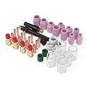 YESWELDER 49Pcs TIG Welding Torch Stubby Gas Lens #10 Glass Cup Kit
