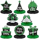 Yexiya 8 Pcs Black and Green Birthday Centerpiece Table Decoration