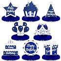 Yexiya 8 Pcs Blue and Silver Birthday Centerpiece Table Decoration