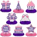 Yexiya 8 Pcs Pink and Purple Birthday Centerpiece Table Decoration