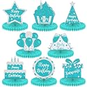 Yexiya 8 Pcs Teal and Silver Birthday Centerpiece Table Decoration