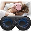 YFONG Weighted Sleep Mask for Women Men, 3D Light Blocking Eye Mask, Pink