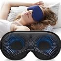 YFONG Weighted Sleep Mask for Women Men, 3D Light Blocking Eye Mask, Blue