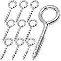 YGAOHF 2.5 Inches Eye Hooks Screw, 10 Pcs 304 Stainless Steel Heavy Duty Eye Bolts Screw in, Silver Eye Screws for Wood, Eye Bolt for Secure Cable Wires, Safe for Indoor and Outdoor Use