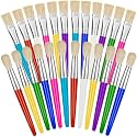 YGAOHF 24 Pcs Paint Brushes for Kids Bulk - Colorful Round and Flat Kids Paint Brushes, Easy Clean and Hold Toddler Paint Brushes for Acrylic Oil Watercolor Washable Paint