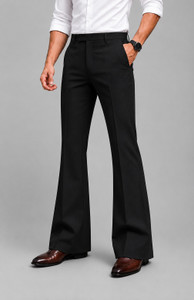 YGDEAL Flared Men Black Trousers
