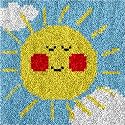 Yglnden Latch Hook Kits Rug Sunflower Crochet Yarn Cushion Colour Pre-Printed Canvas Rug Needlework DIY Hook and Latch Kit Christmas Home Decoration 30x30cm/12 X12inch