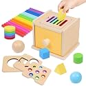YHHYTOY Montessori Toys for 1+ Year Old, Object Permanence Coin Box
