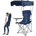 YHK Camping Chair with Canopy Shade, Foldable Portable Chair with Cooler, Carry Bag, and Armrest, for Hiking, Fishing, Beach, Outdoor Events