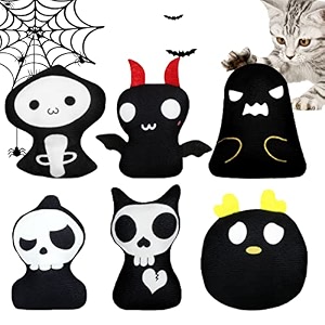 cat catnip toys halloween cat chew toy bite resistant catnip toys set of 6 ghost monster 2-sided catnip filled teething chew toys halloween pet gift for kitten cats
