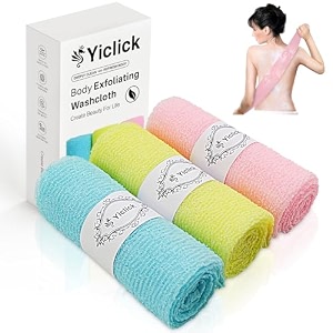 yiclick exfoliating washcloth towel 3 pack japanese exfoliating bath wash cloth for body exfoliation korean back scrubber washer for shower african net sponge brush loofah exfoliator 3 colors