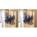 YIGII Hair Dryer Holder - Hair Tool Organizer 3-in-1 Blow Dryer Holder Adjustable Height, Bathroom Organizer Wall Mounted/Cabinet Door for Flat/Curling Irons, Hair Straighteners (Pack of 2)