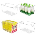 YIHONG 4 Pack Clear Storage Bins, Pantry Organizer Bins with Handle, XL