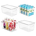 YIHONG 4 Pack Clear Storage Bins, Pantry Organizer Bins with Handle, Small