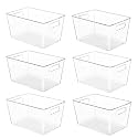 YIHONG 6 Pack Clear Storage Bins, Pantry Organizer Bins with Handle, Large