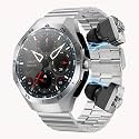 Yihou Smart Watch with Earbuds 2 in 1 Watch with Earbuds for Men Fitness Tracker with Sleep Tracker Heart Rate Monitor for Android iOS Silivery Steel Joints