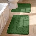 YIHOUSE Bathroom Rugs Set 2 Piece, Memory Foam Bath Mat Green