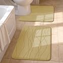 YIHOUSE Bathroom Rugs Set 2 Piece, Memory Foam Bath Mat Beige