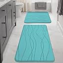 YIHOUSE Bathroom Rugs Set 2 Piece, Memory Foam Bath Mat Teal