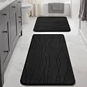 YIHOUSE Bathroom Rugs Set 2 Piece, Memory Foam Bath Mat Black