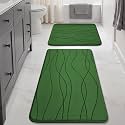 YIHOUSE Bathroom Rugs Set 2 Piece, Memory Foam Bath Mat Green