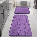 YIHOUSE Bathroom Rugs Set 2 Piece, Memory Foam Bath Mat Purple